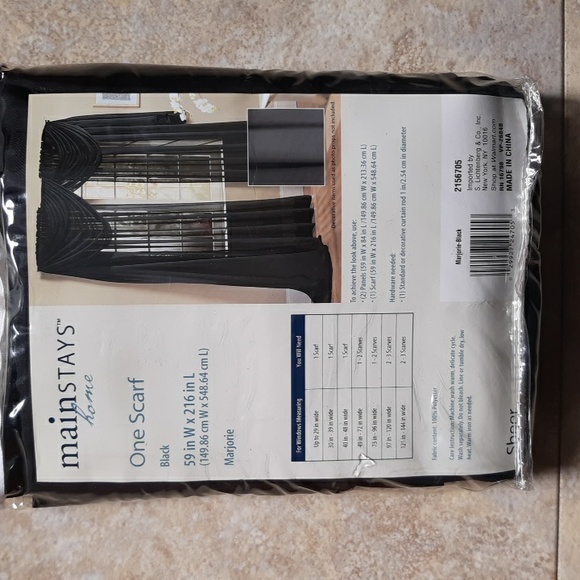 Mainstays Home One Scarf Black Sheer - Picture 2 of 2